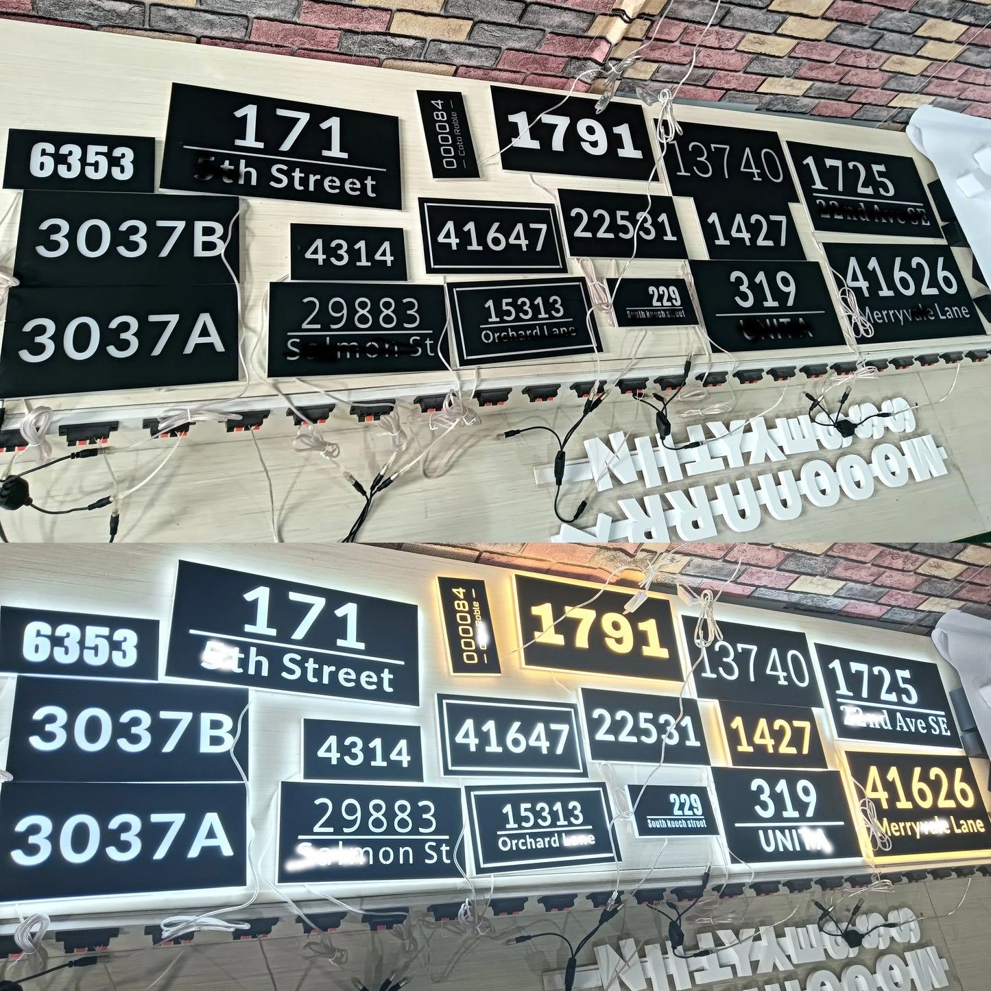 Modern Custom LED House Number & Address Sign - Stainless Steel Neon Backlight, Waterproof for Outdoor Display