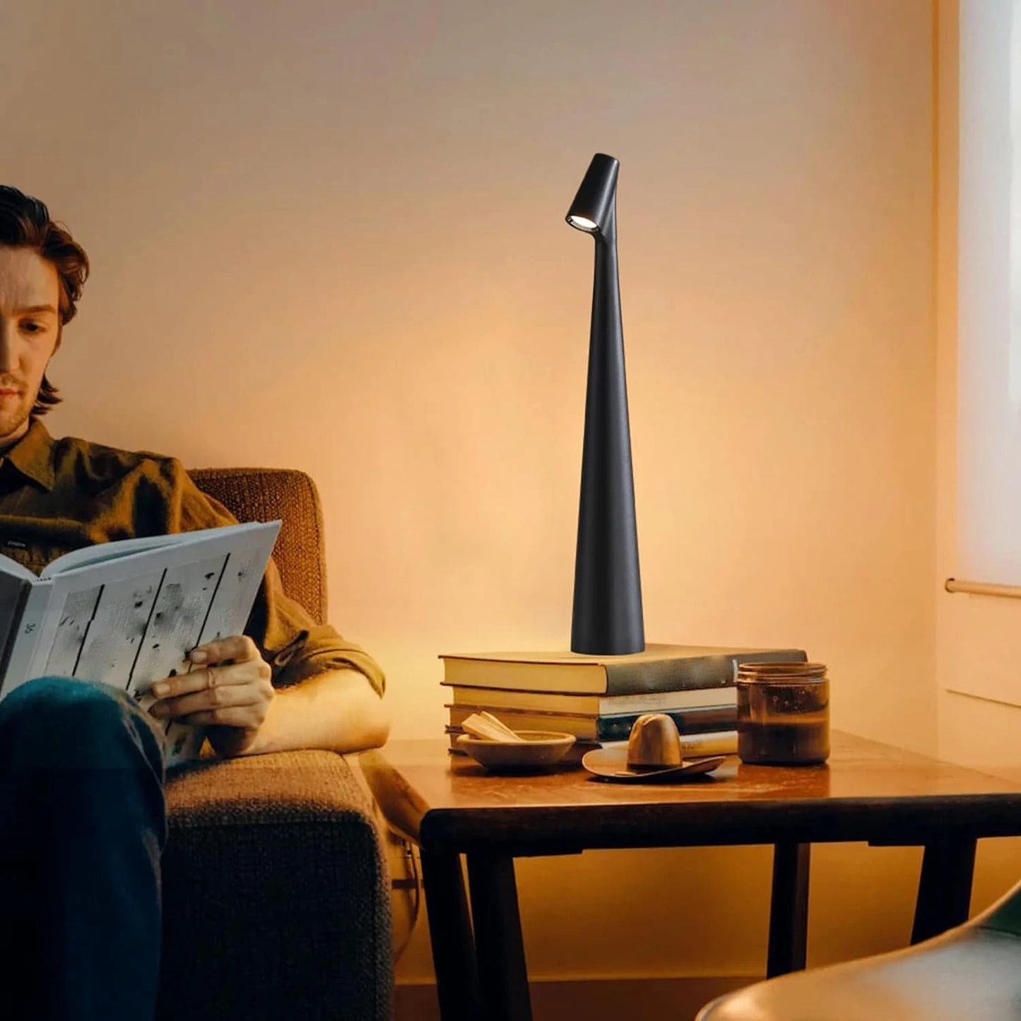 Modern LED Touch Sensor Table Lamp - Portable & Rechargeable Desk Light for Reading