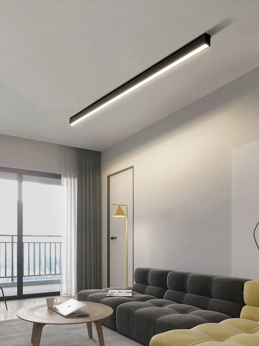 Modern Long Strip LED Ceiling Light - Surface Mounted Minimalist Aisle Lamp for Living Room & Bedroom