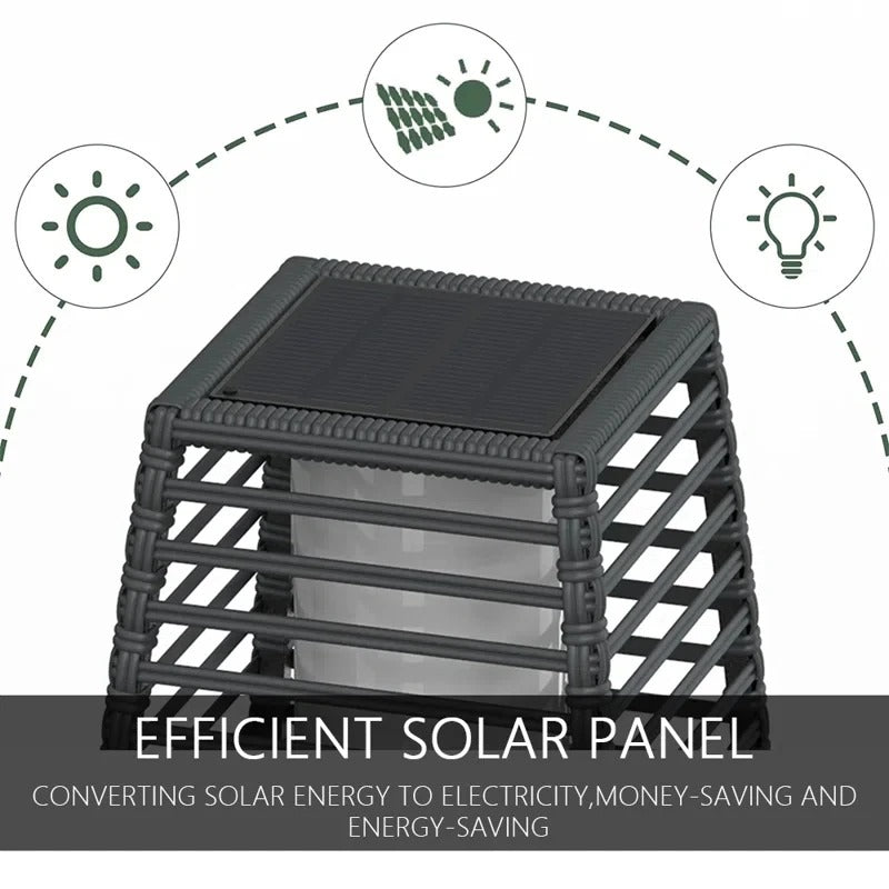 Modern Outdoor Solar Floor Lamp - Rattan Style Waterproof LED Light