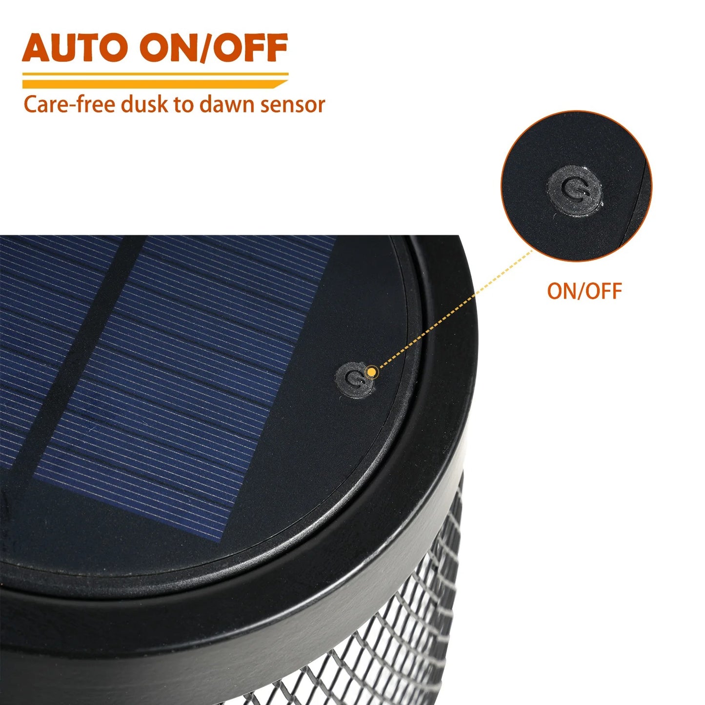 Modern Solar Floor Lamp, Metal Wire Shade, LED Modern Outdoor Flickering Lantern - Weather Resistant Garden Light