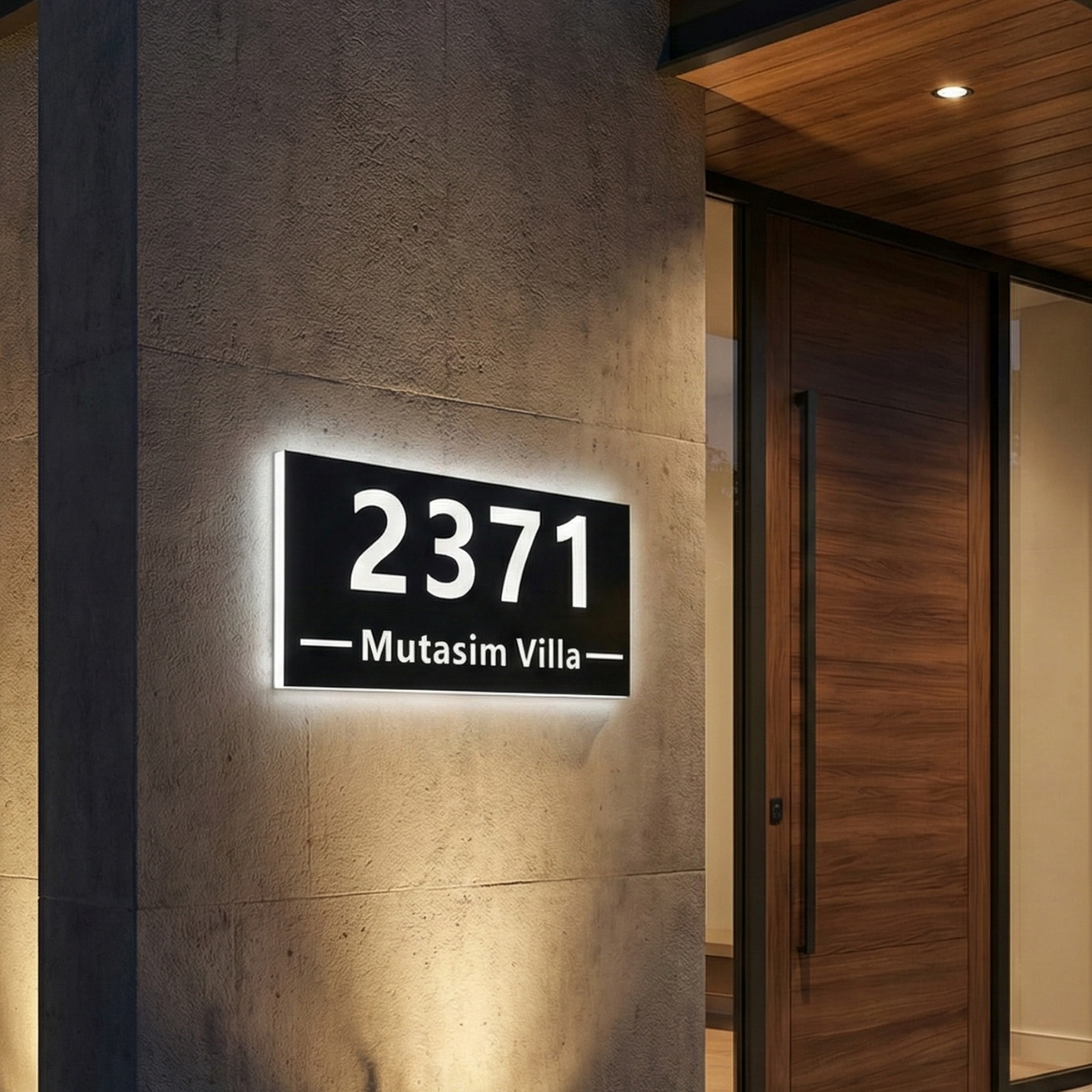 Modern Custom Stainless Steel LED House Number & Street Name Sign