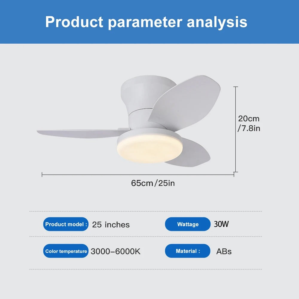 Nordic Essence Modern LED Ceiling Fan Light for Bedroom & Dining Room