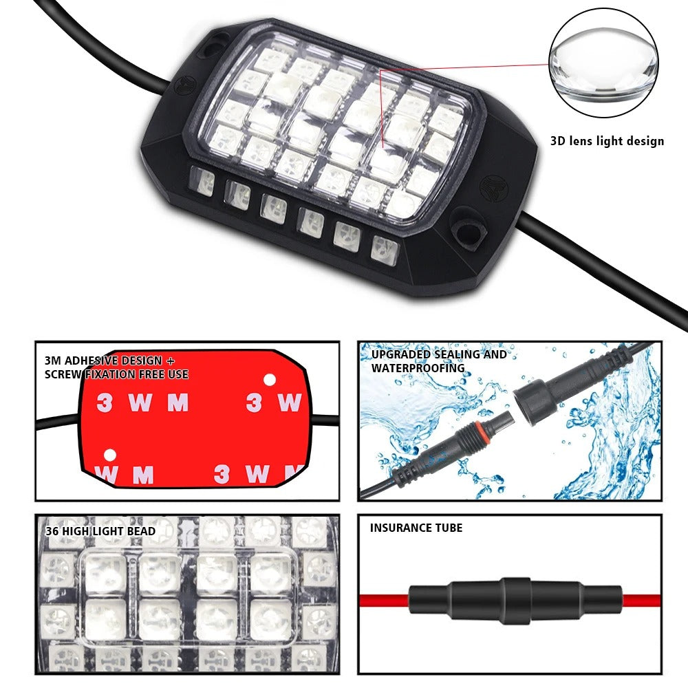 OffRoadGlow - 36 LEDs Rock Lights for Trucks & Off-road Cars