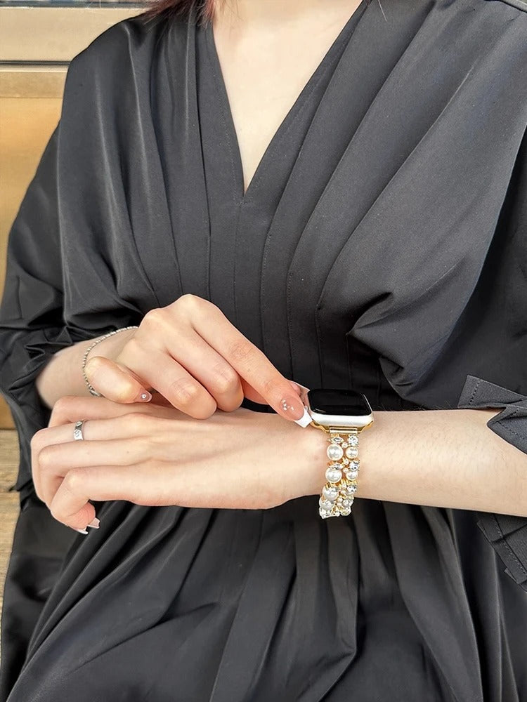 OpulentEra - Luxury Diamond Pearl Band for Apple Watch Ultra & Series 4–11