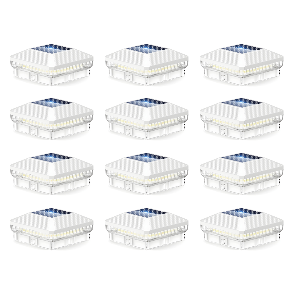 OutdoorGlow - 4"x4" 40-LED Solar Post Cap Lights Outdoor Waterproof - White