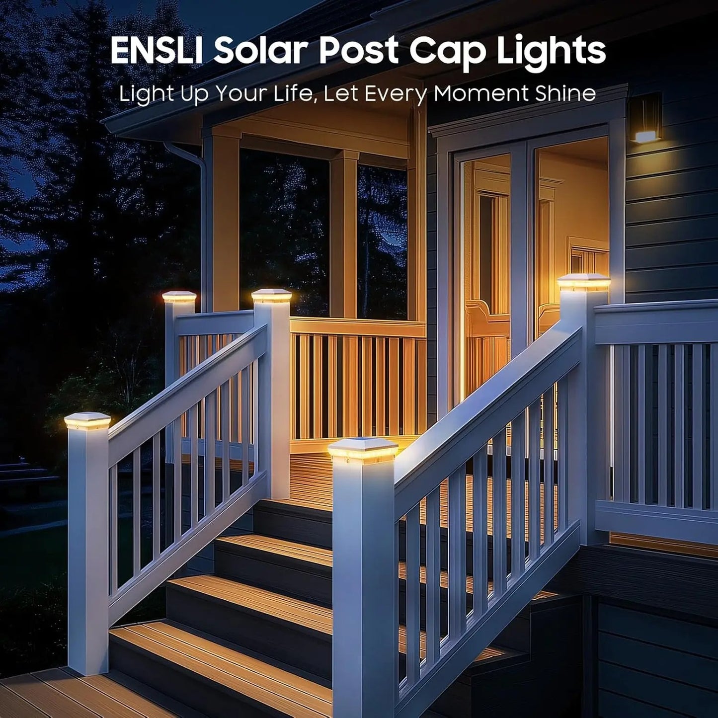 OutdoorGlow - 4"x4" 40-LED Solar Post Cap Lights Outdoor Waterproof - White