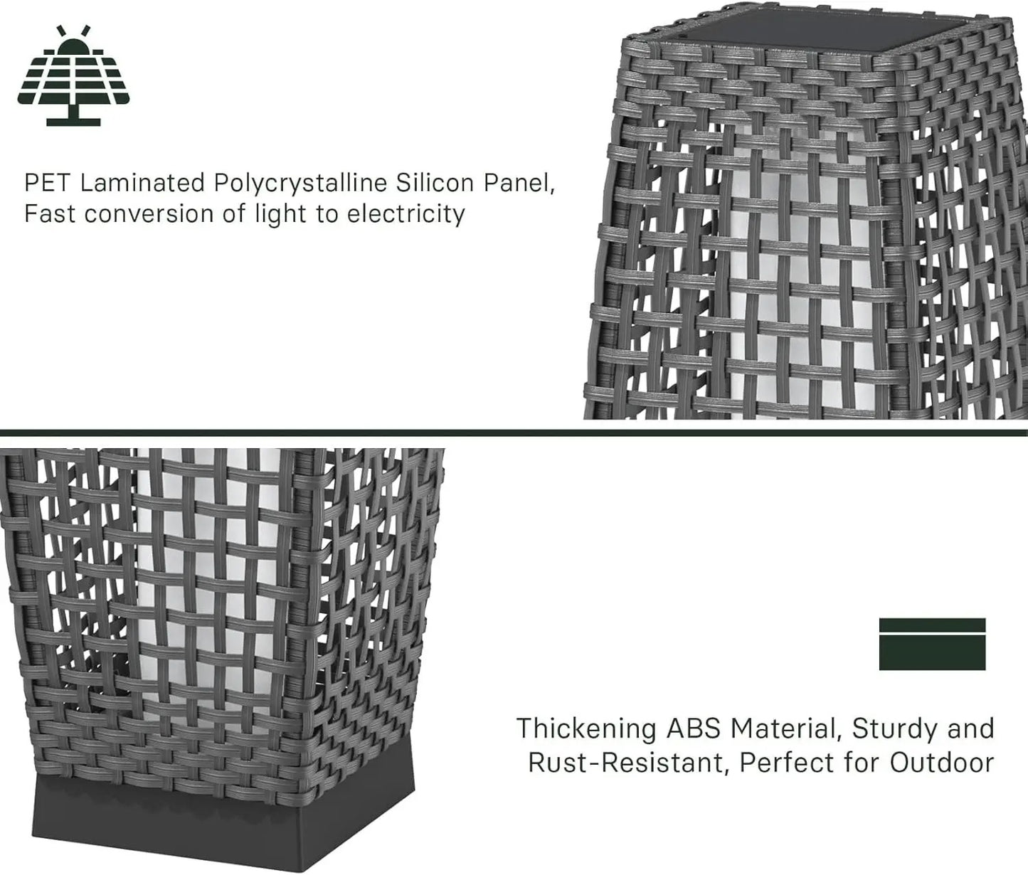 Outdoor Solar Floor Lamp - Modern Rattan Style LED Garden Light