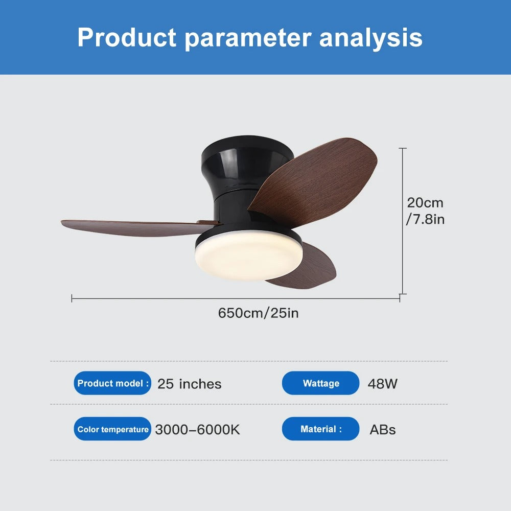 Nordic Essence Modern LED Ceiling Fan Light for Bedroom & Dining Room