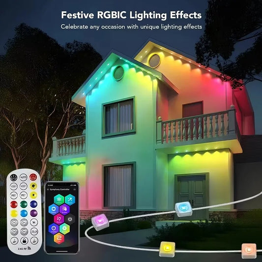 Permanent Outdoor LED Lights - IP65 Waterproof Weather-Resistant RGB Smart Lights for Home Exterior