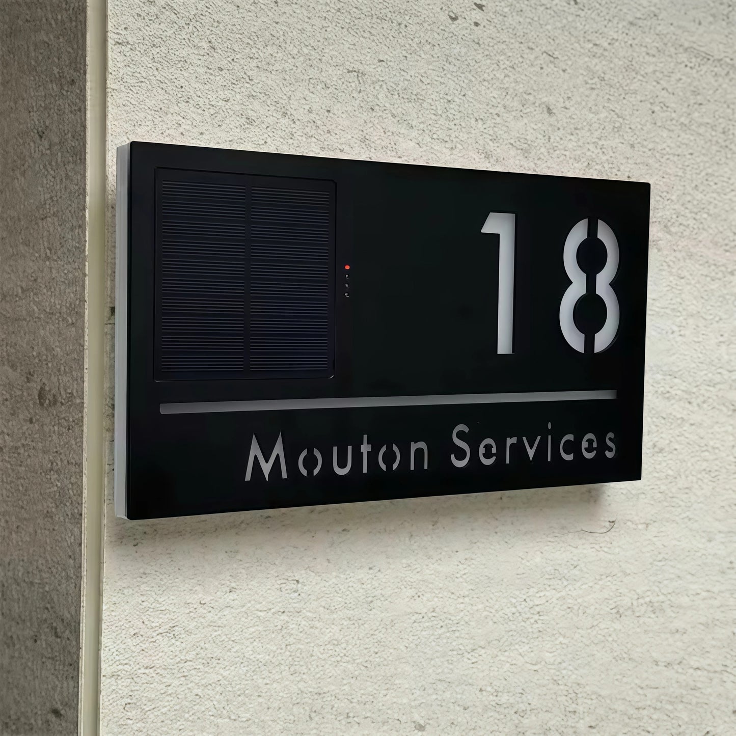 Personalized LED Solar House Number & Street Name Plate - Outdoor 3D Laser Cut Door Sign with Remote Control