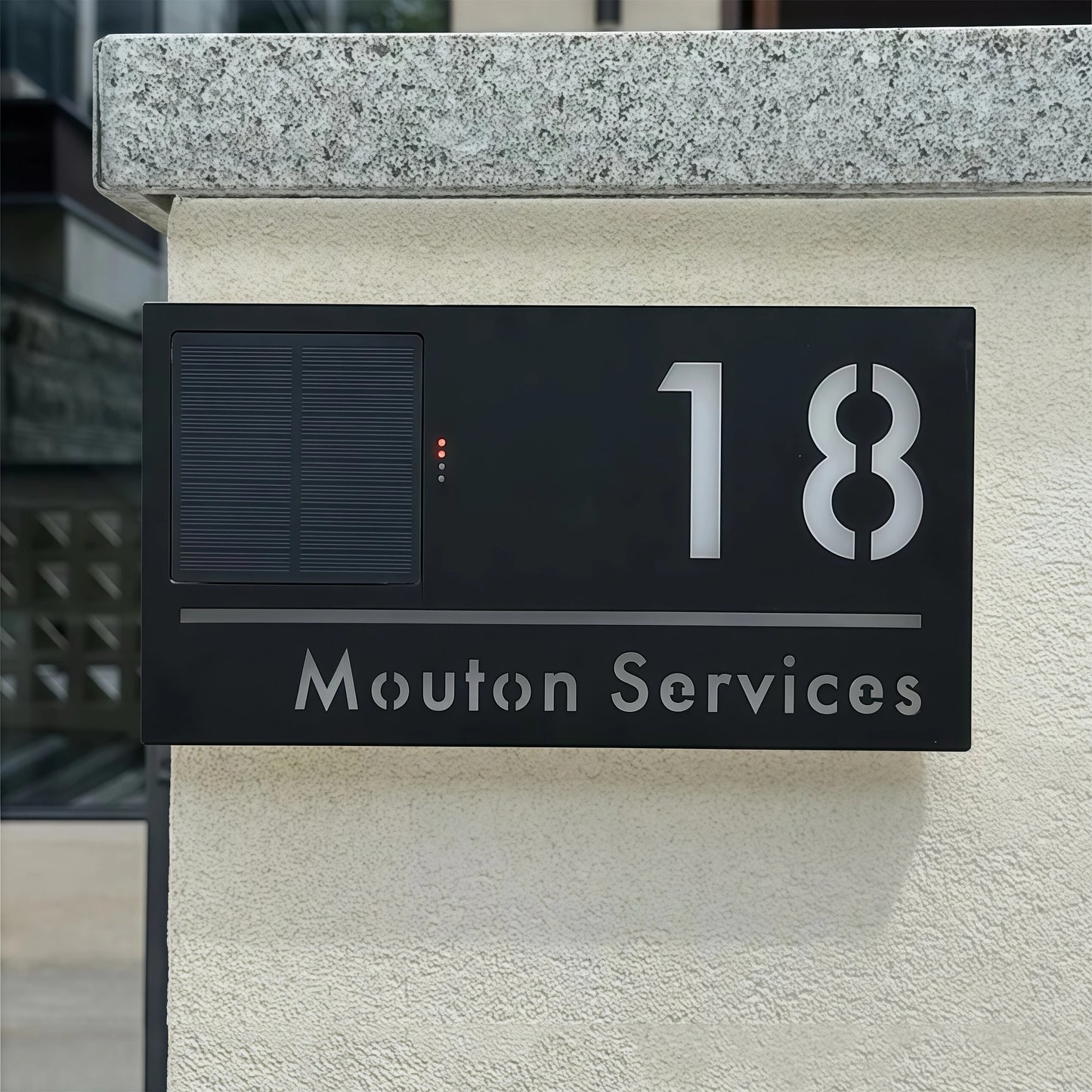 Personalized LED Solar House Number & Street Name Plate - Outdoor 3D Laser Cut Door Sign with Remote Control