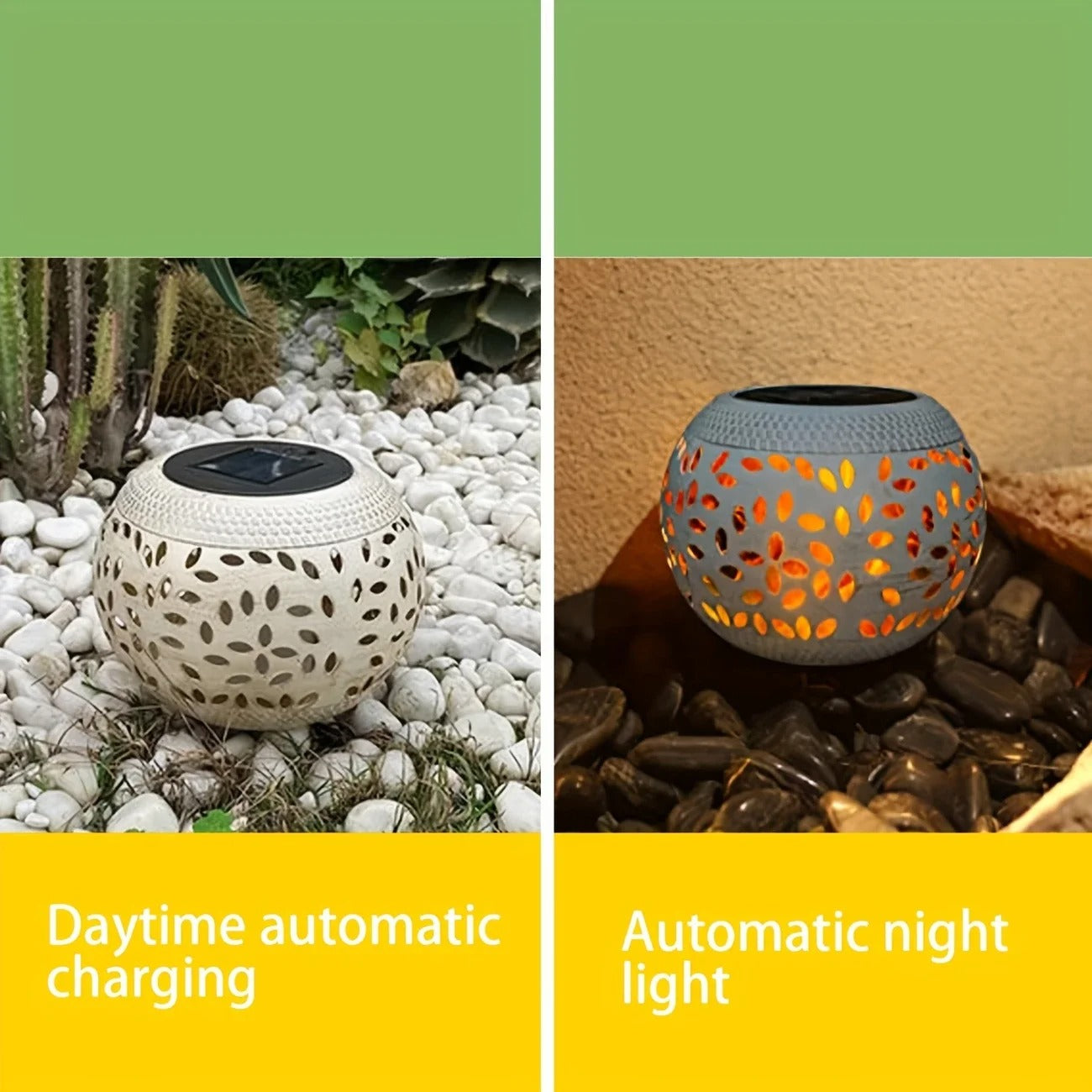 Portable Solar Table Lights - Outdoor LED Lantern with Hollow Pattern, Decorative Waterproof Garden Patio Lamp