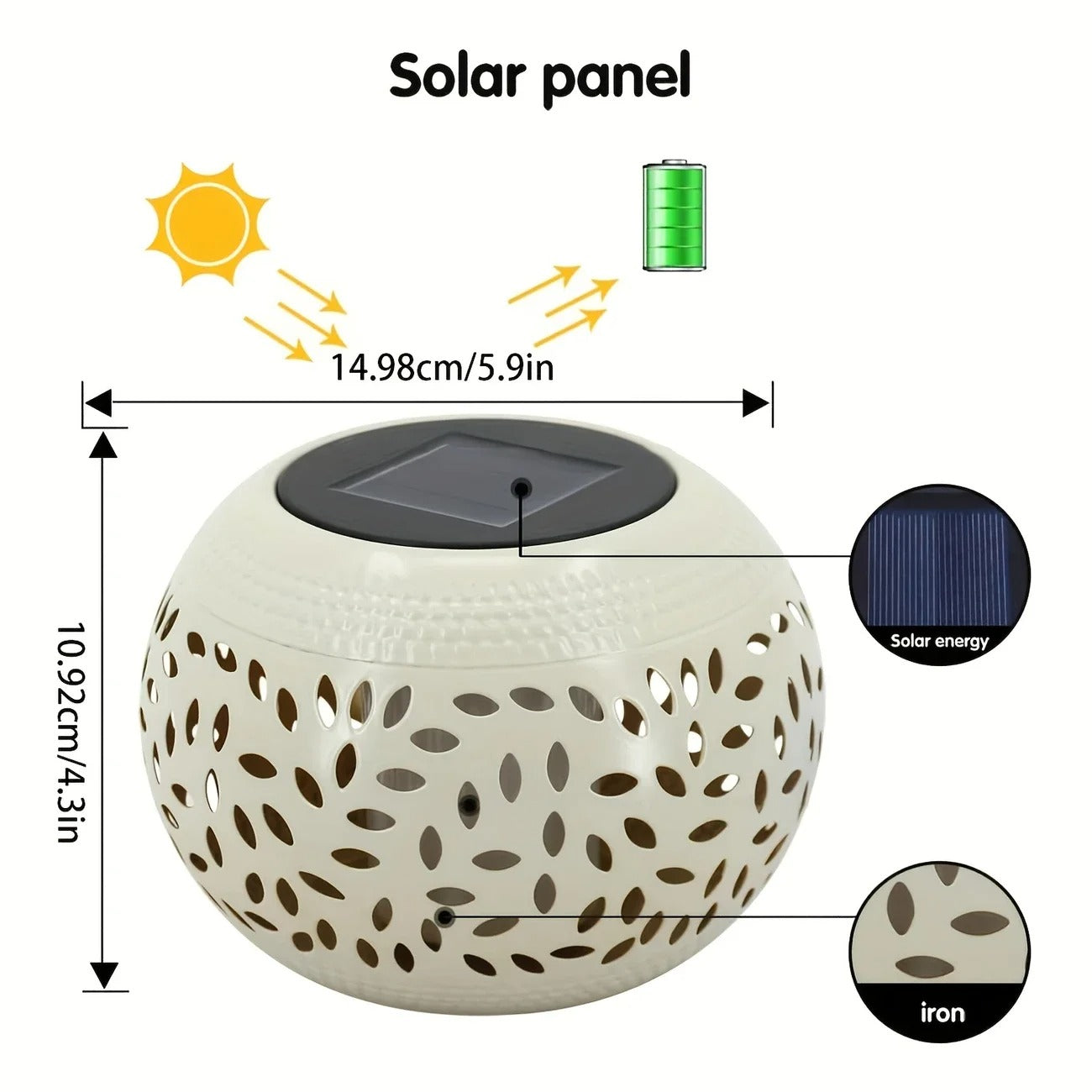 Portable Solar Table Lights - Outdoor LED Lantern with Hollow Pattern, Decorative Waterproof Garden Patio Lamp