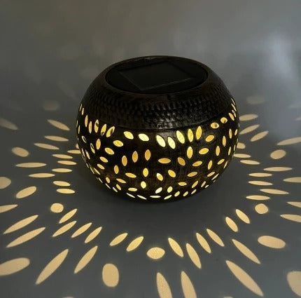 Portable Solar Table Lights - Outdoor LED Lantern with Hollow Pattern, Decorative Waterproof Garden Patio Lamp