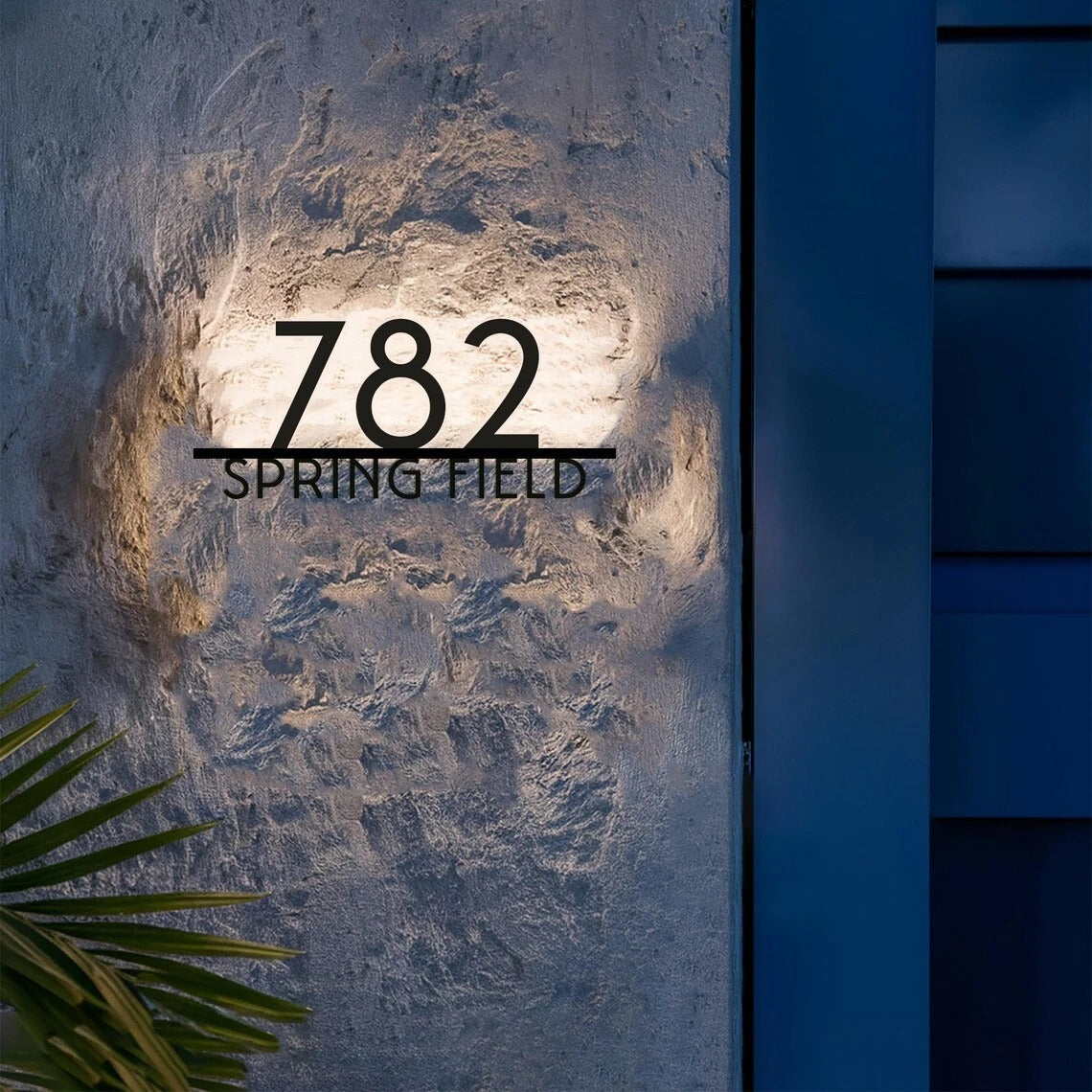 Stainless Steel LED Custom House Number & Address Sign - Modern Waterproof Neon Backlight for Stylish Outdoor Display