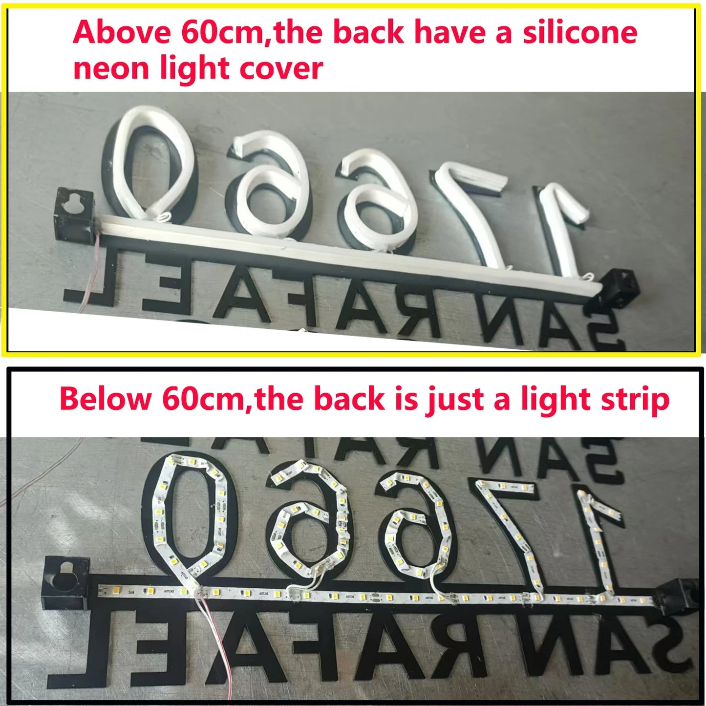 Stainless Steel LED Custom House Number & Address Sign - Modern Waterproof Neon Backlight for Stylish Outdoor Display