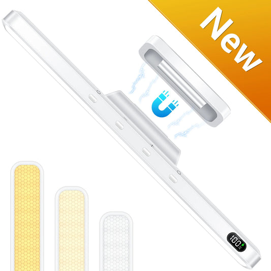 Premium Upgrade Smart Motion Sensor Under Cabinet Light Bar, 120 LED Rechargeable Magnetic Stick-On Touch Lamp for Mirror, Wardrobe, Kitchen, Bedside, Desk