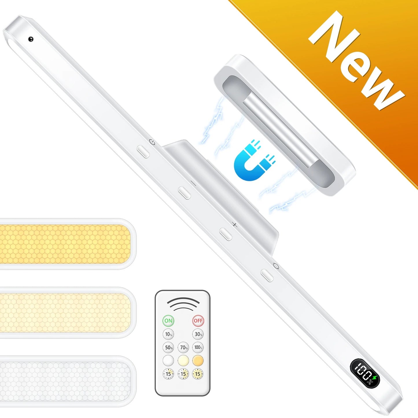 Premium Upgrade Smart Motion Sensor Under Cabinet Light Bar, 120 LED Rechargeable Magnetic Stick-On Touch Lamp for Mirror, Wardrobe, Kitchen, Bedside, Desk