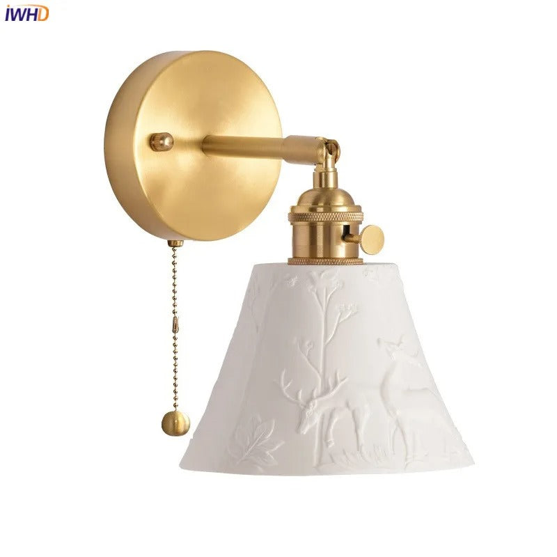 ModernLume Ceramic LED Wall Lamp with Pull Chain