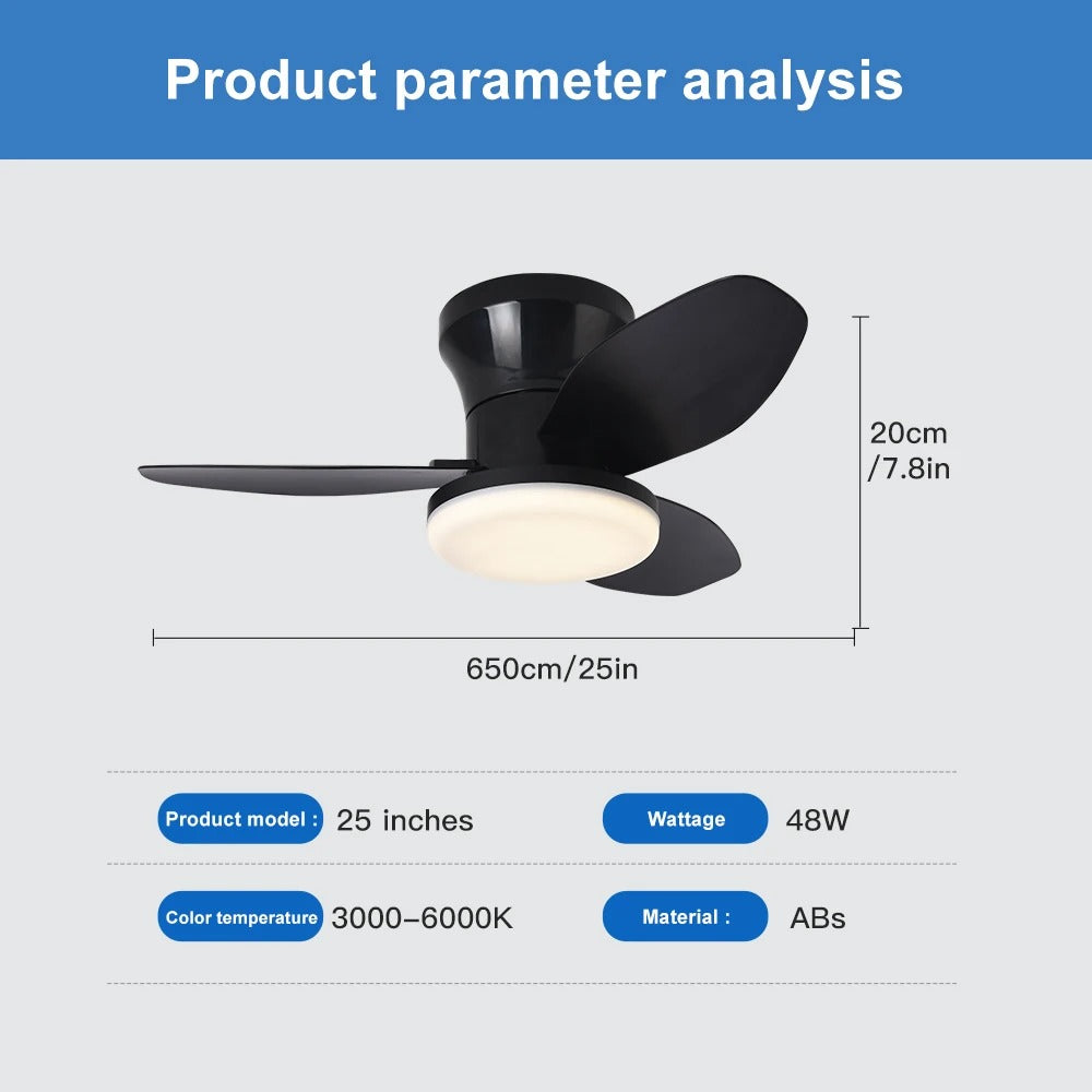 Nordic Essence Modern LED Ceiling Fan Light for Bedroom & Dining Room