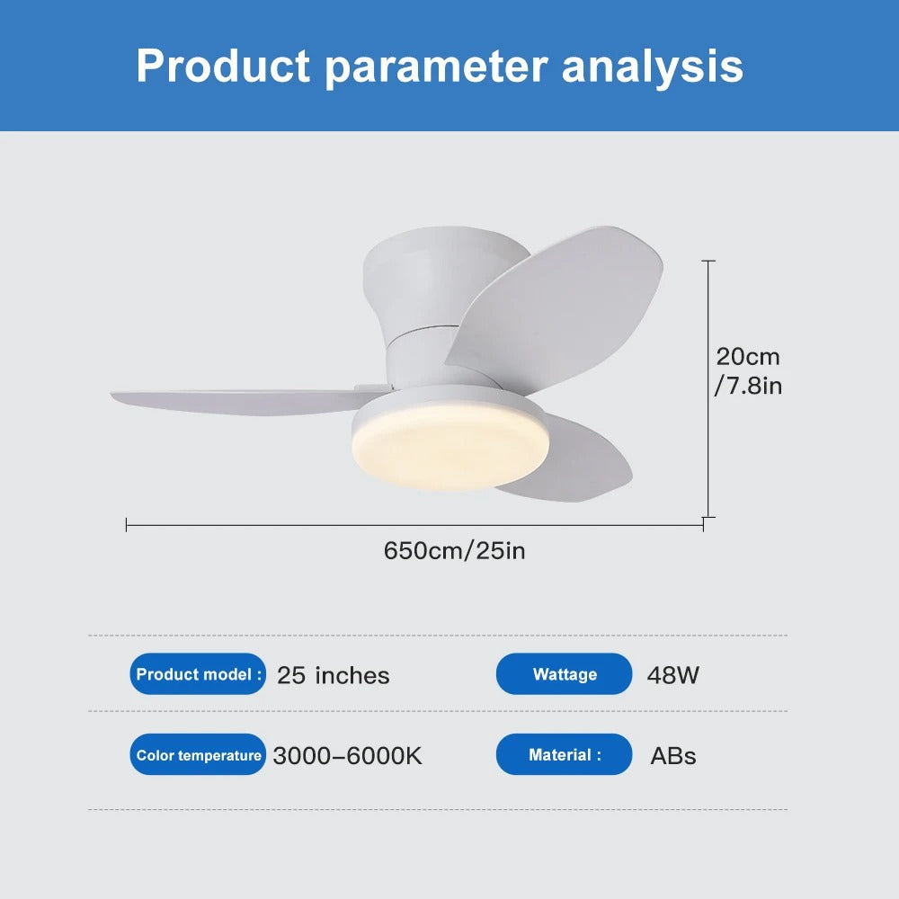Nordic Essence Modern LED Ceiling Fan Light for Bedroom & Dining Room