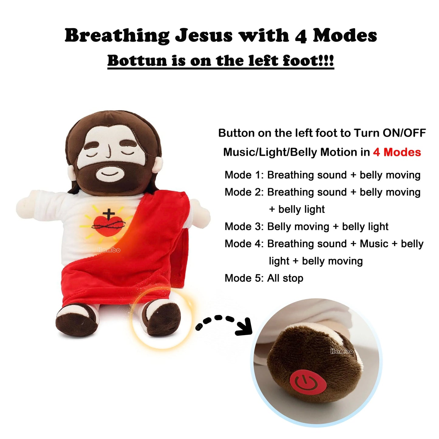 Joyful Jude - 40CM Breathing Jesus Plush Toy for Comfort & Sleep