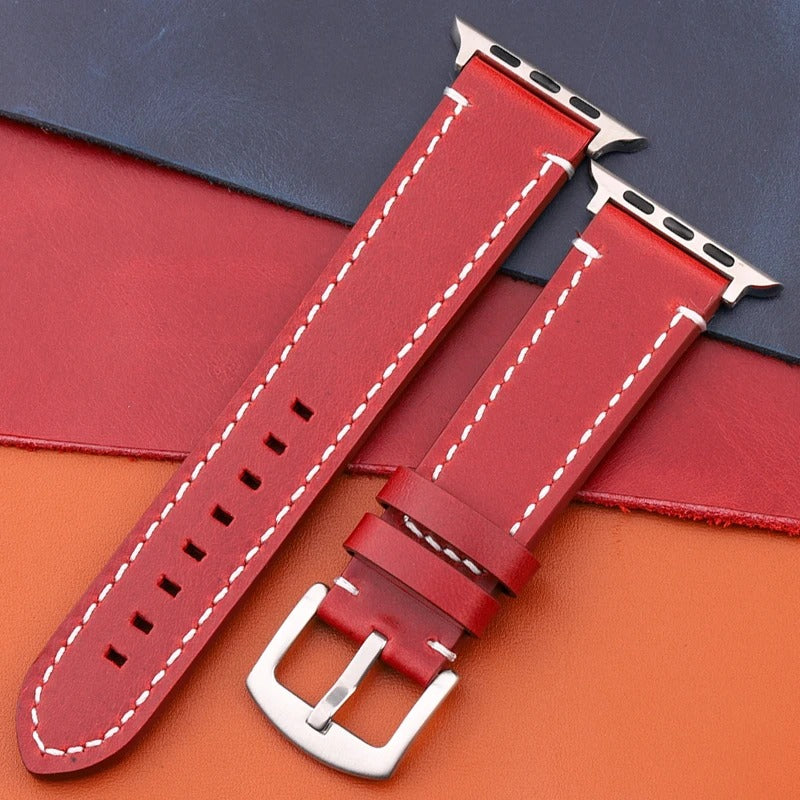 LuxeCraft - Genuine Leather Watch Strap for Apple Watch Series SE & 4–7