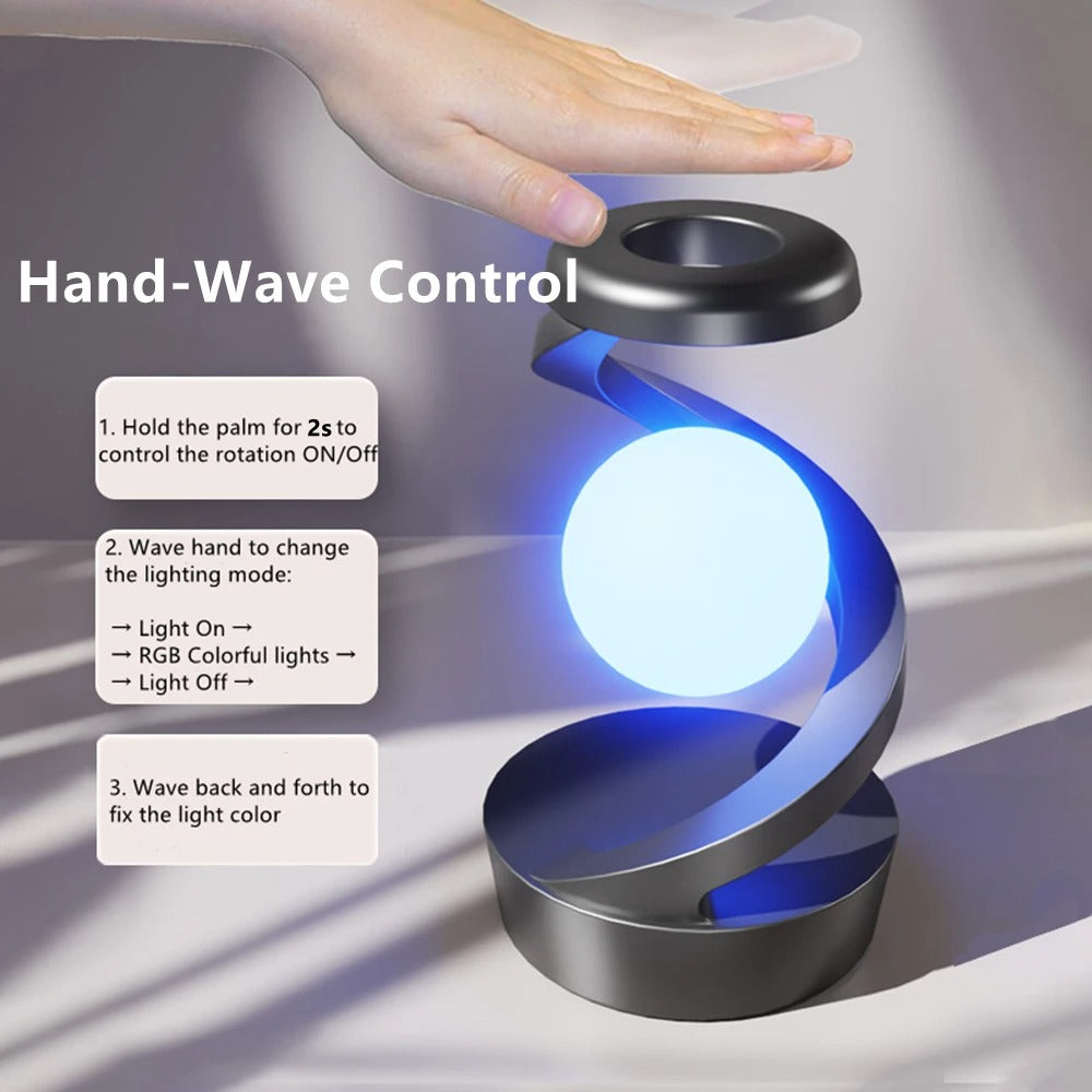 Rotating Floating Lamp with 15W Wireless Charger - RGB Creative Bedside Table Lamp & Night Light