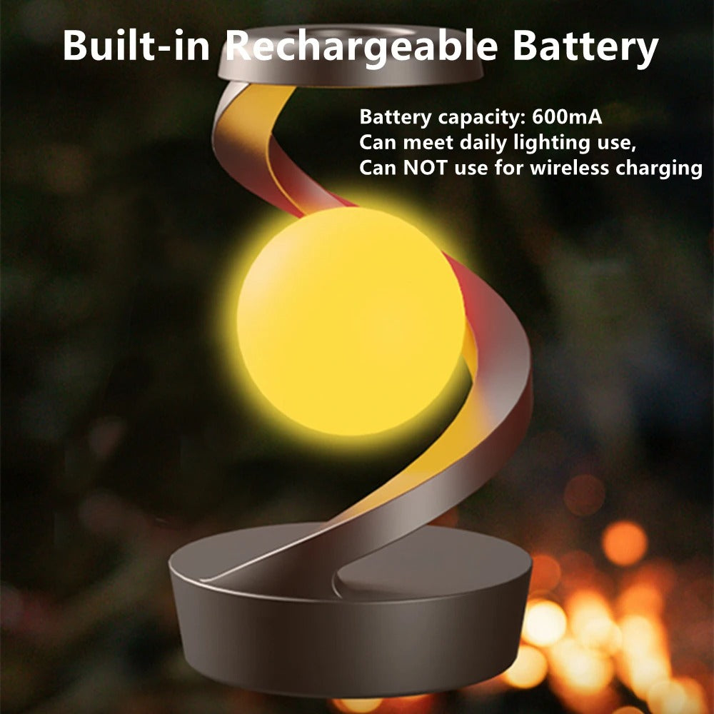 Rotating Floating Lamp with 15W Wireless Charger - RGB Creative Bedside Table Lamp & Night Light