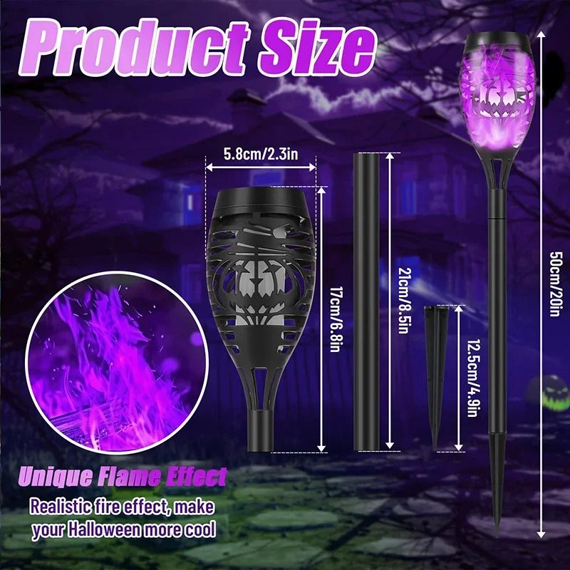 ShadowBrite - Solar Skull LED Flame Lights for Outdoor & Halloween Decor