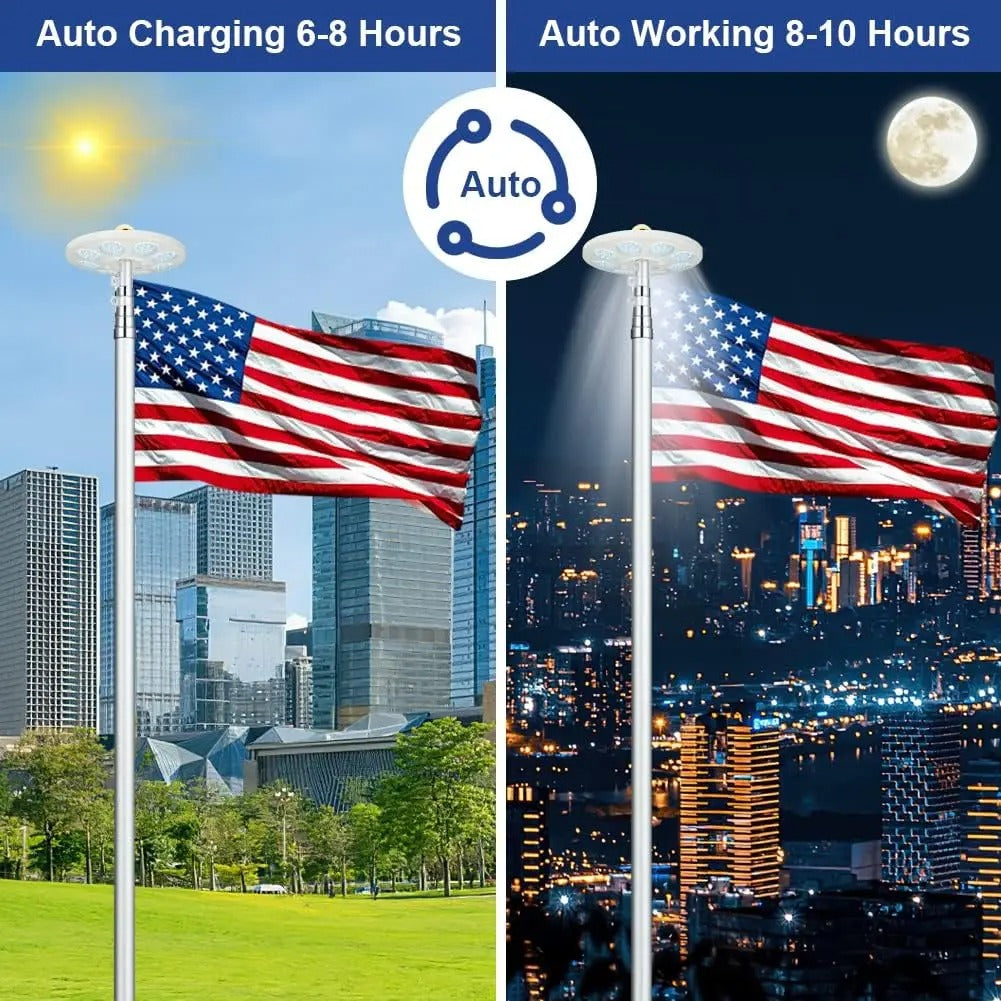 ShineBright - 136 LED Solar Flag Pole Light Outdoor Waterproof