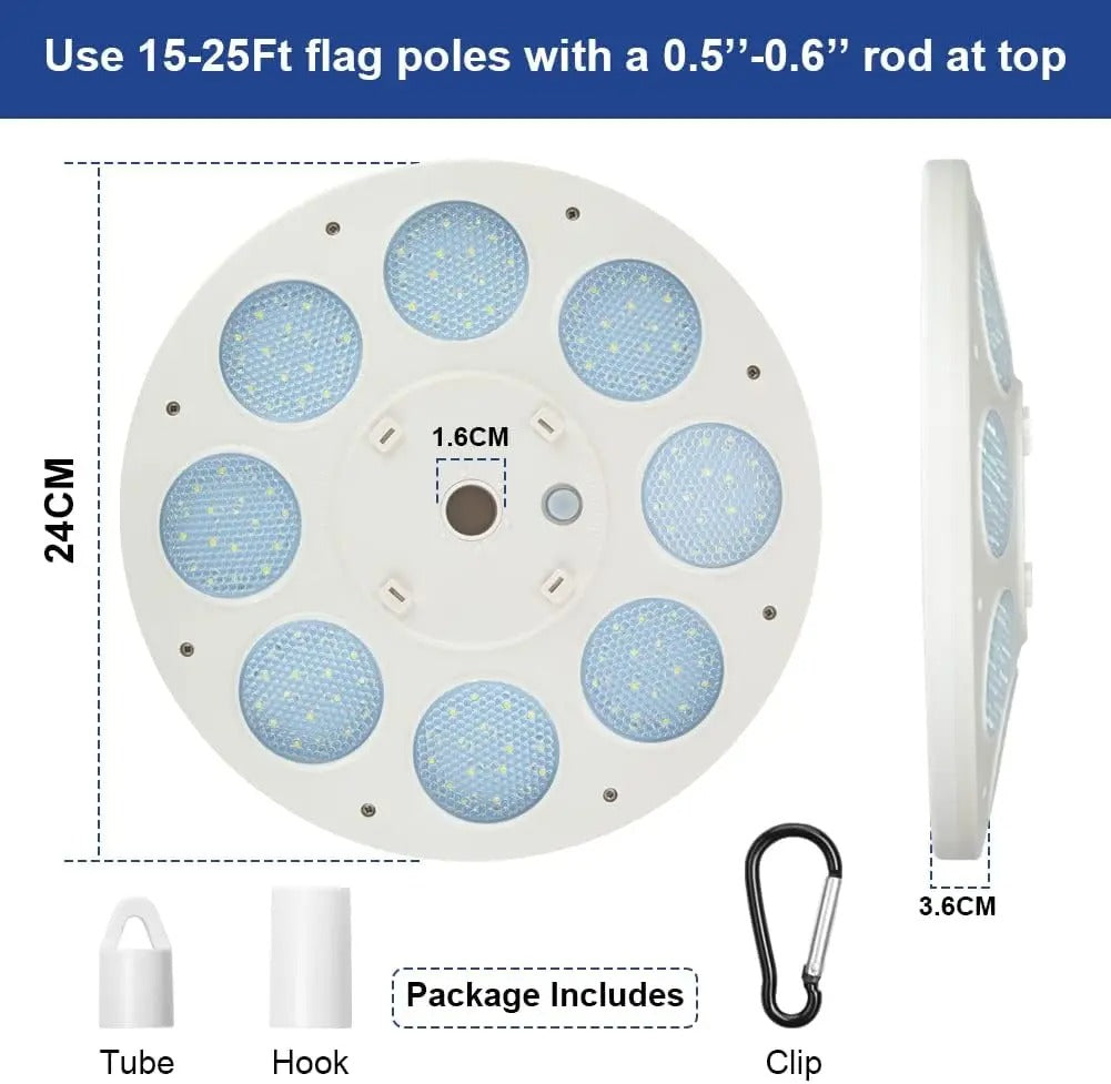 ShineBright - 136 LED Solar Flag Pole Light Outdoor Waterproof
