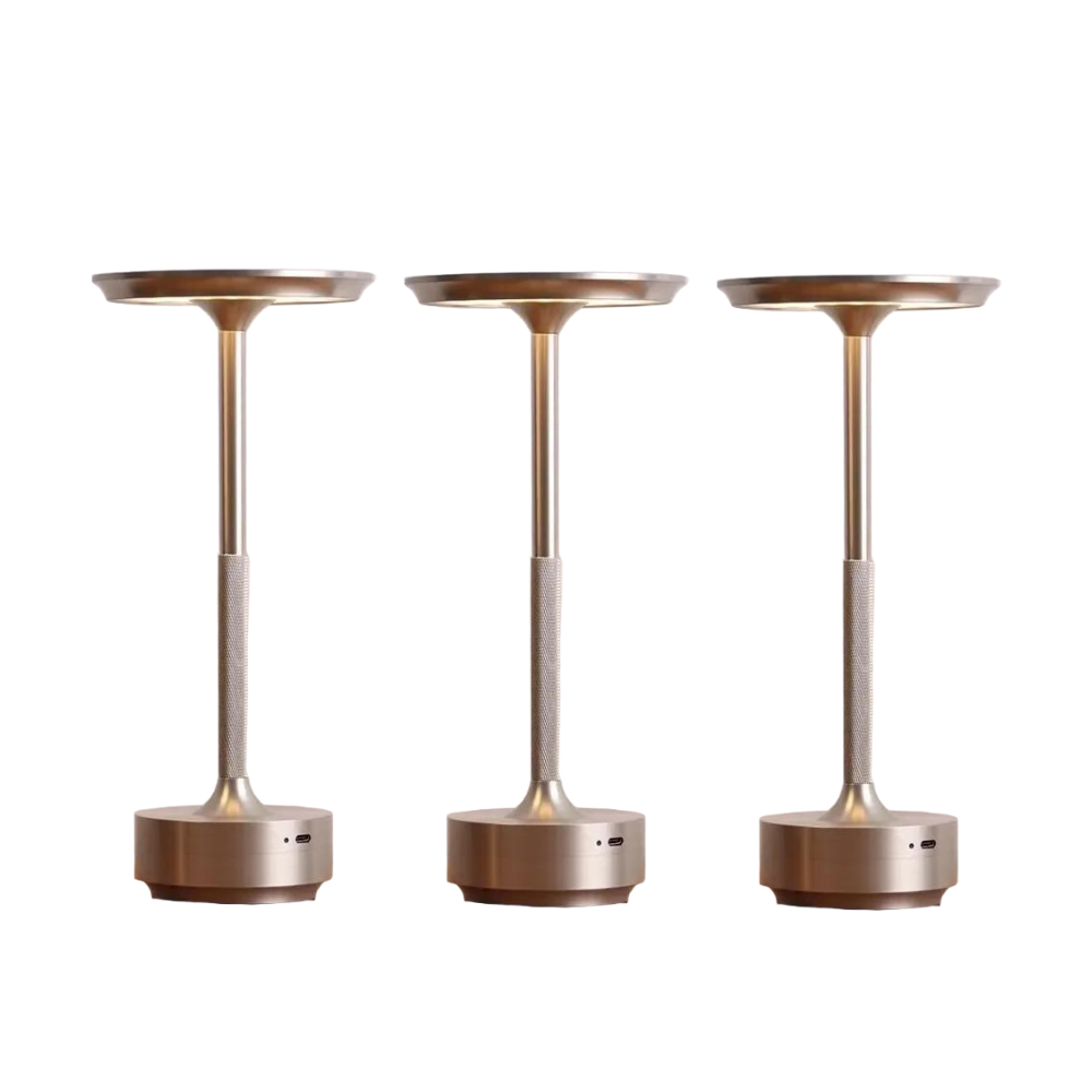 Modern Aluminum Touch Table Lamp, Dimmable Portable Rechargeable LED Night Light for Bedside