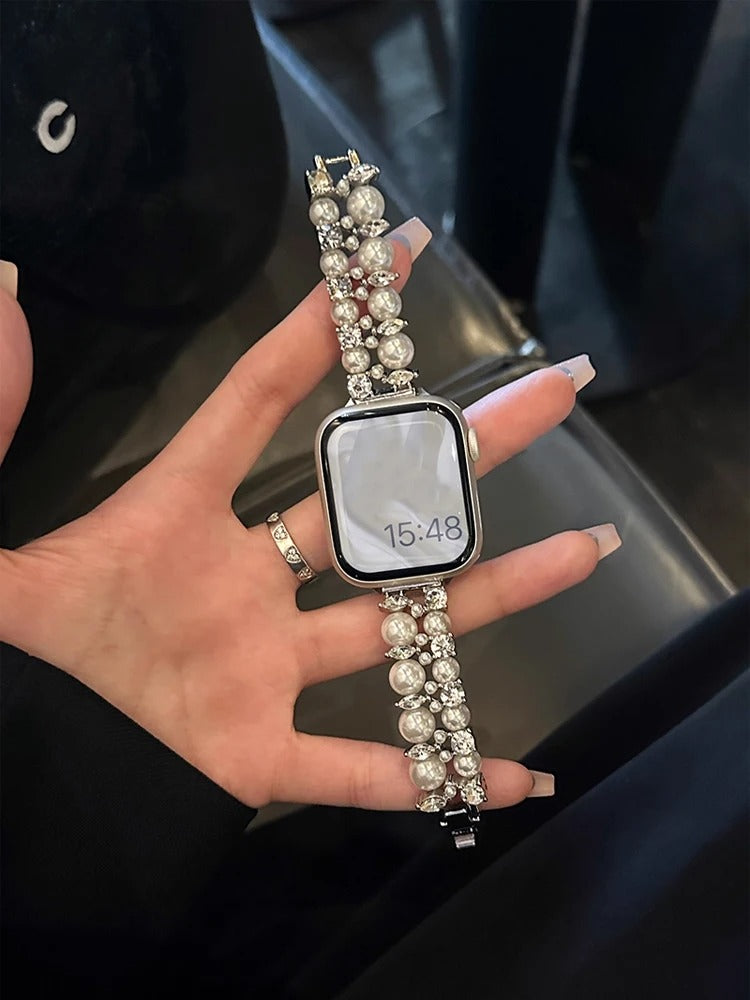 OpulentEra - Luxury Diamond Pearl Band for Apple Watch Ultra & Series 4–11