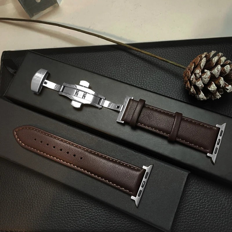 Gleam & Glow - Genuine Leather Apple Watch Band - Compatible with 40-49mm