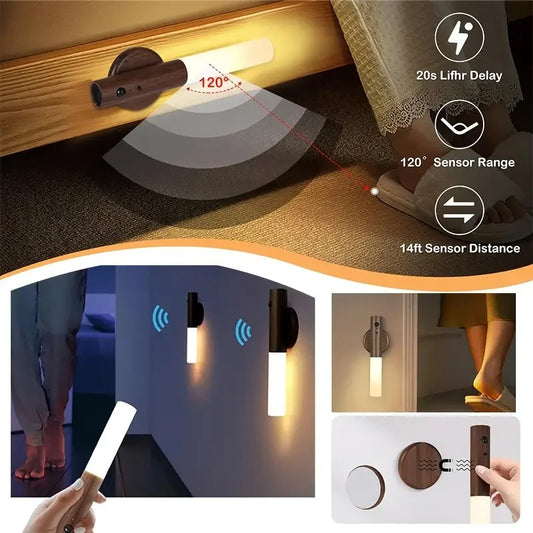 Smart Motion Sensor Magnetic LED Night Light, Rechargeable Portable Wall Lamp for Hallway, Wardrobe