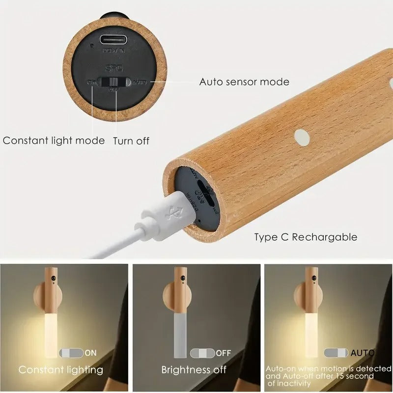 Smart Motion Sensor Magnetic LED Night Light, Rechargeable Portable Wall Lamp for Hallway, Wardrobe