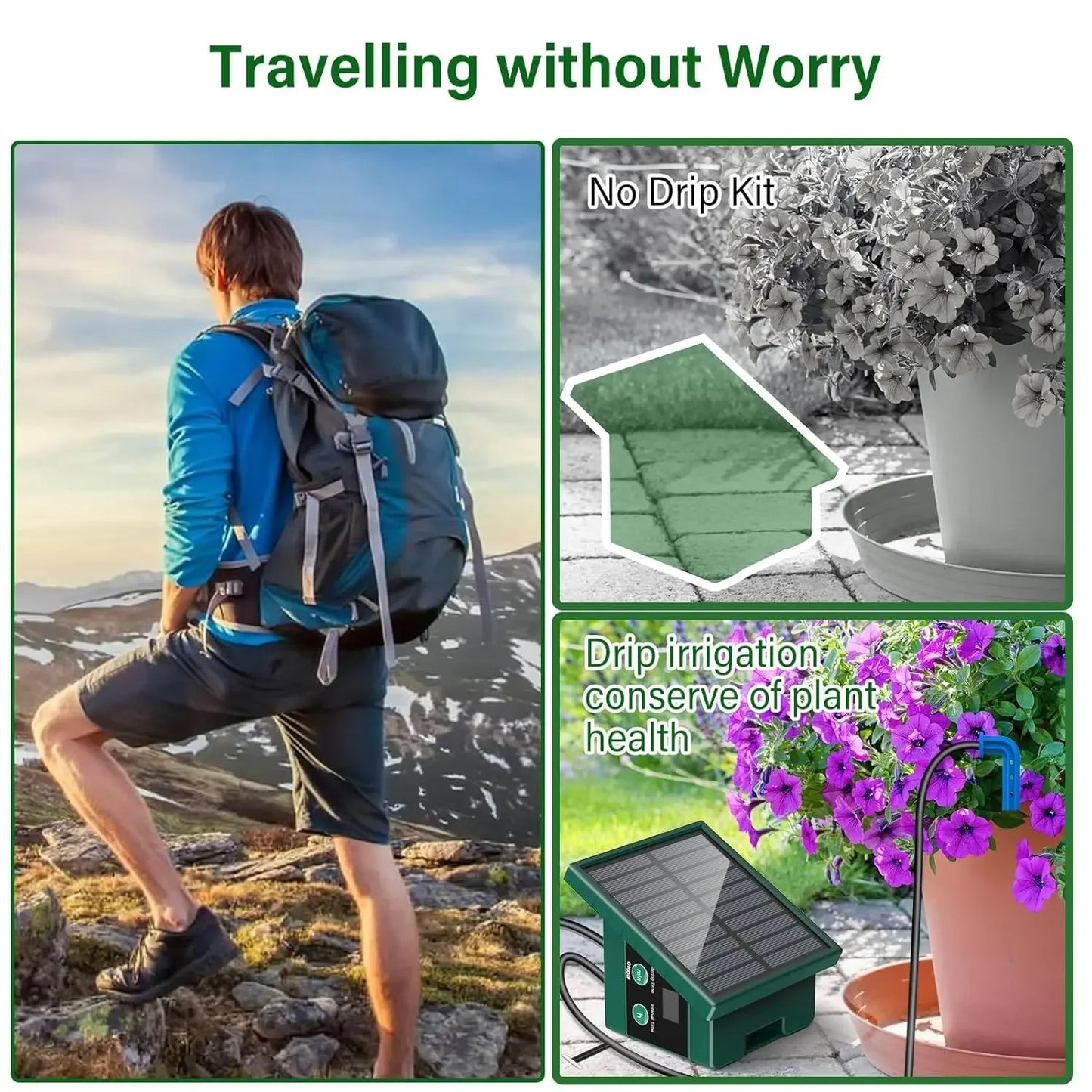 Smart Solar Drip Irrigation System - Automatic Self-Watering Kit for Garden, Potted Plants, & Outdoor Use