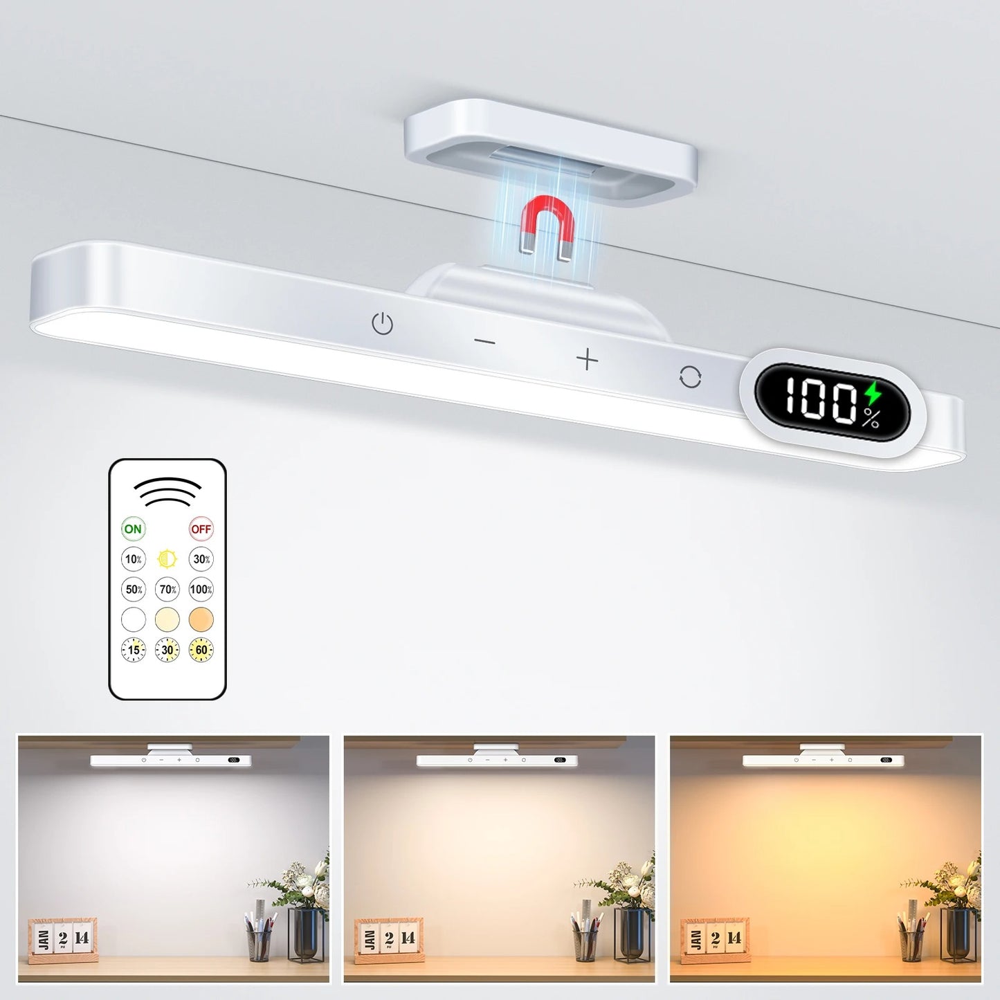 Smart Motion Sensor 120 LED Under Cabinet Light Bar - Rechargeable Magnetic Stick-On Touch Lamp for Kitchen, Closet, Desk & Bedside