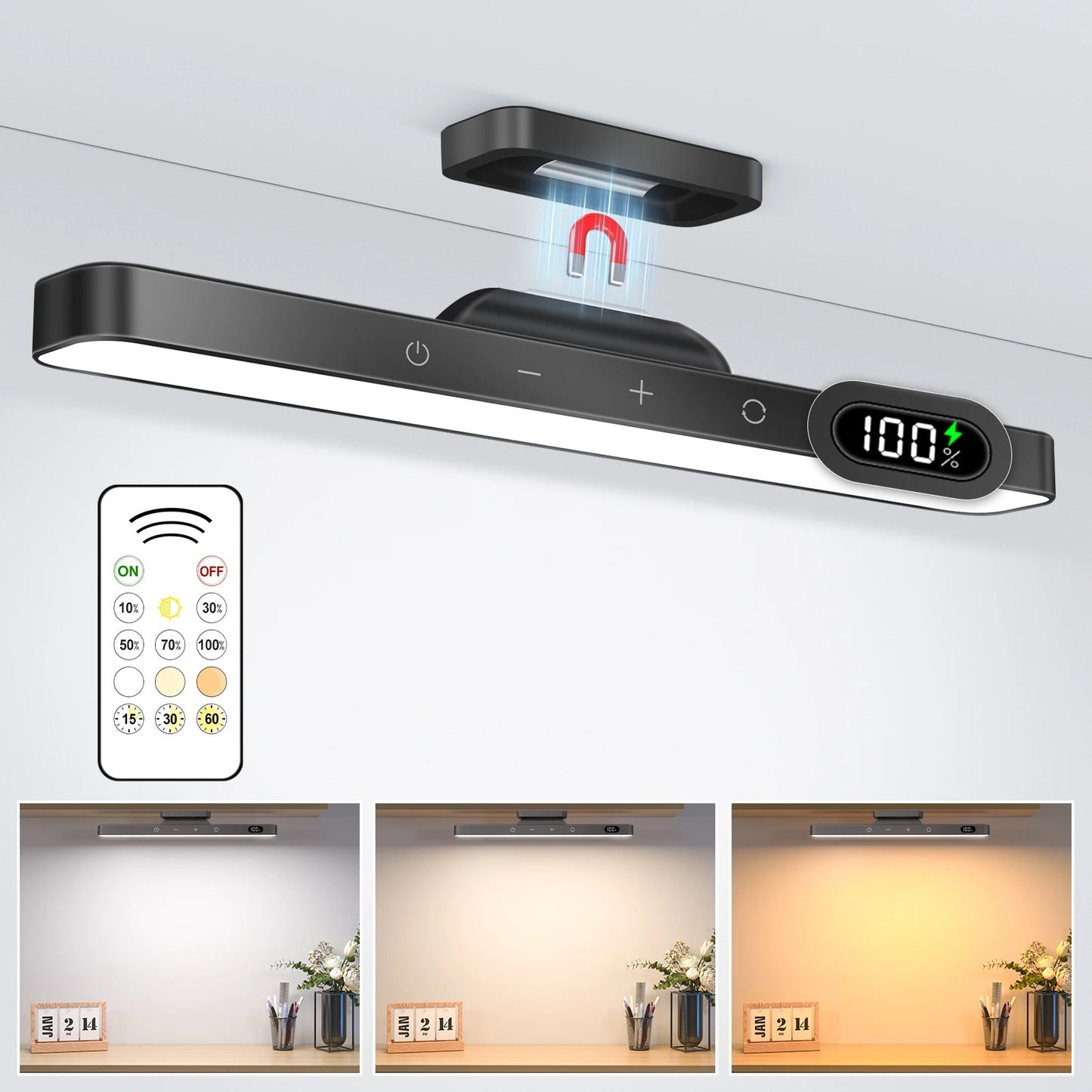 Smart Motion Sensor 120 LED Under Cabinet Light Bar - Rechargeable Magnetic Stick-On Touch Lamp for Kitchen, Closet, Desk & Bedside