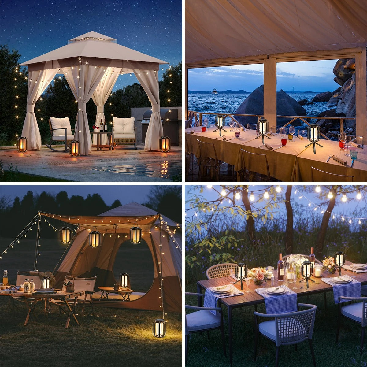 Solar Flame Hanging Lights - Portable LED Table Lamp with Realistic Flickering Effect for Outdoor Camping
