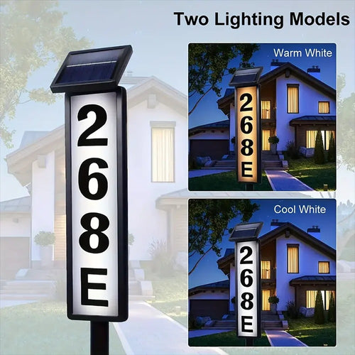 Solar House Number LED Lights - Waterproof Outdoor Address Sign for Home