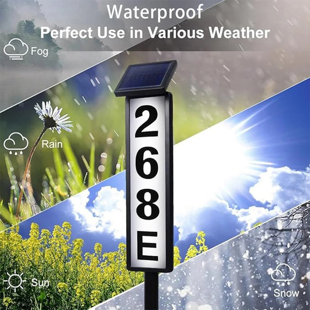 Solar House Number LED Lights - Waterproof Outdoor Address Sign for Home