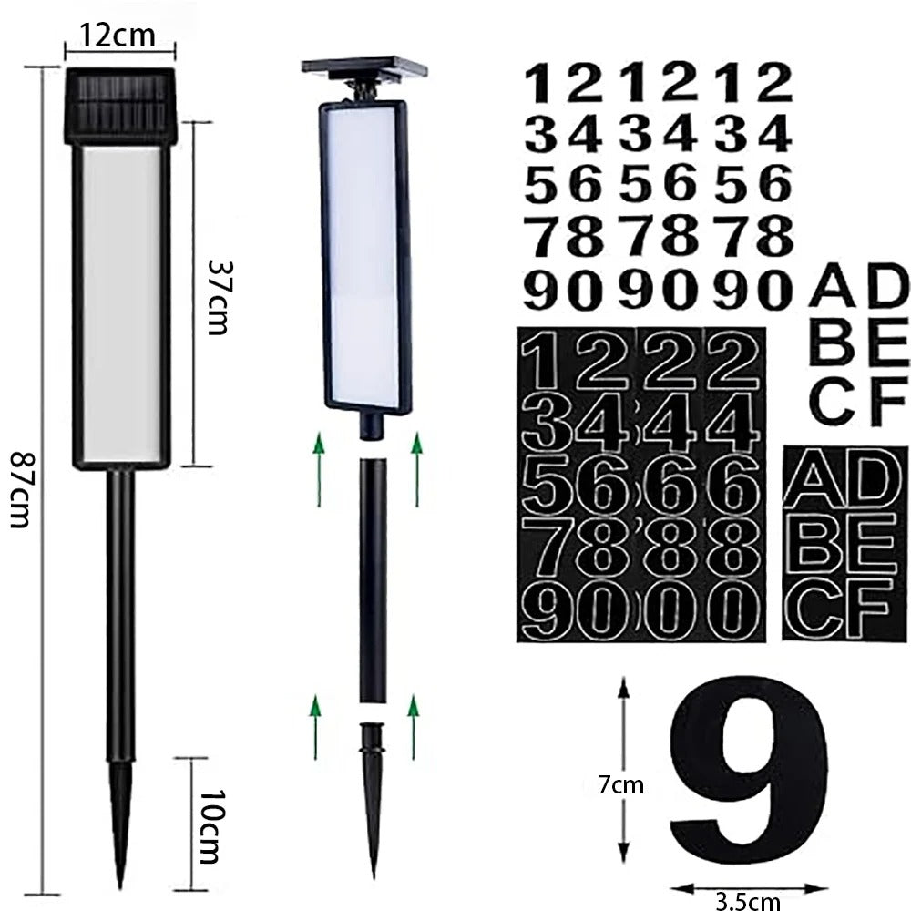 Solar House Number LED Lights - Waterproof Outdoor Address Sign for Home
