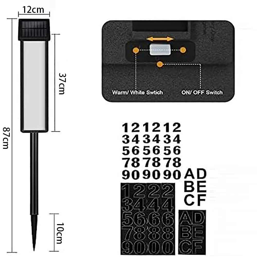 Solar House Number LED Lights - Waterproof Outdoor Address Sign for Home
