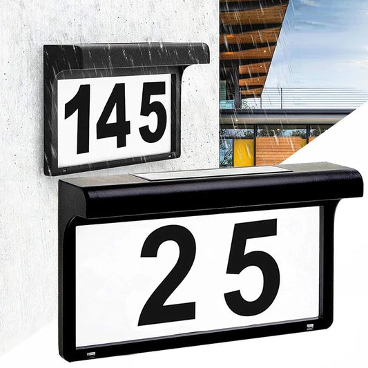 Solar House Number Plaque Light - Customizable, Waterproof LED Address Sign Wall Light for Outdoor Gate, Door