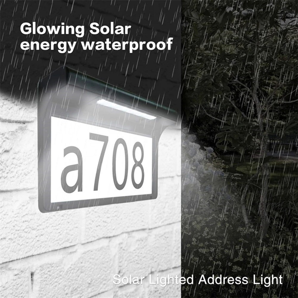 Solar House Number Plaque Light - Customizable, Waterproof LED Address Sign Wall Light for Outdoor Gate, Door