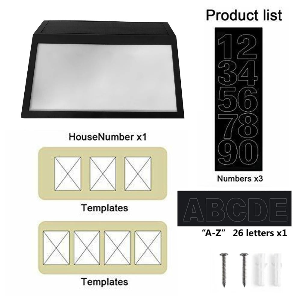 Solar House Numbers LED Light | Customizable Waterproof Outdoor Address Sign Lamp for Home & Door