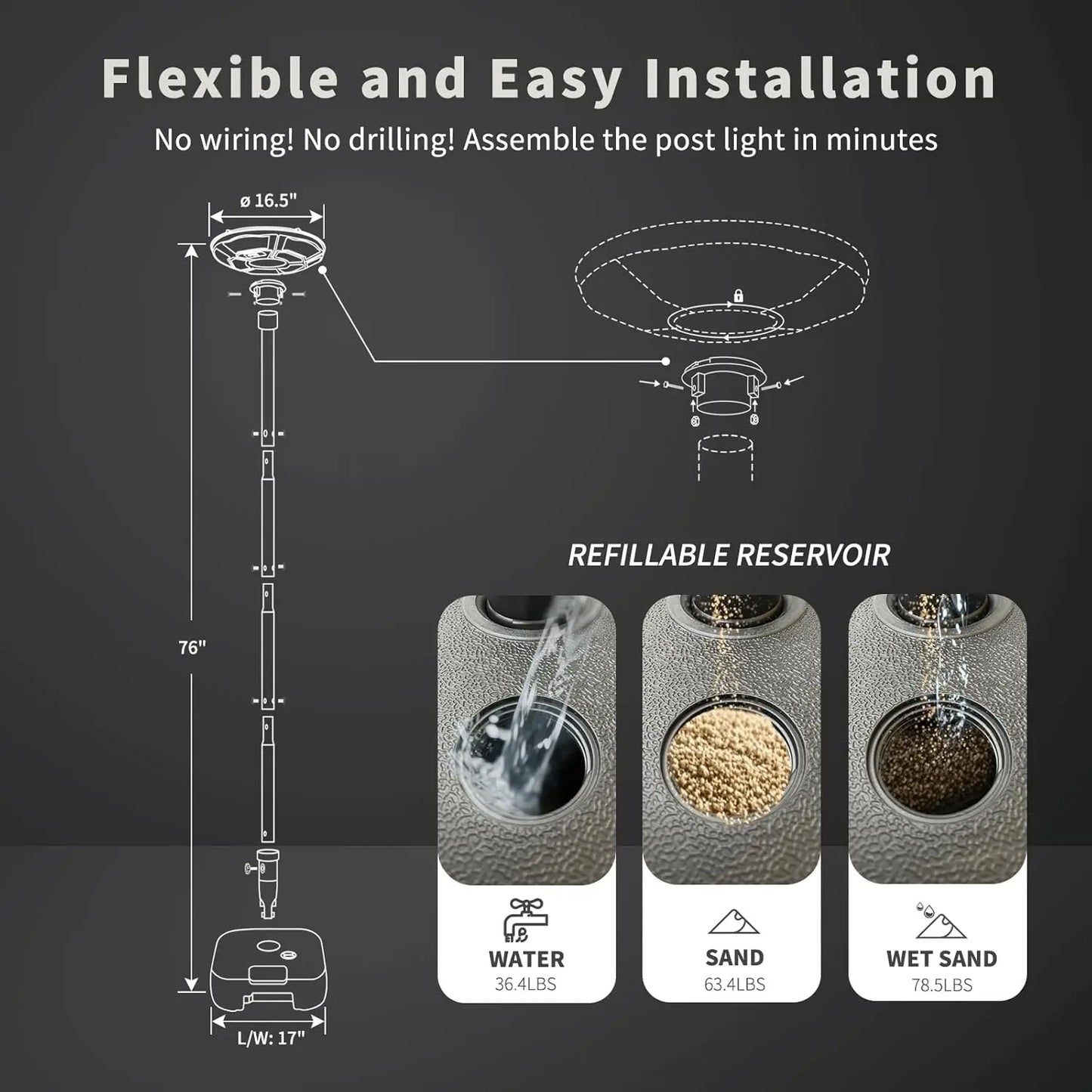 Solarix - 78'' Solar Lamp Post with Motion Sensor